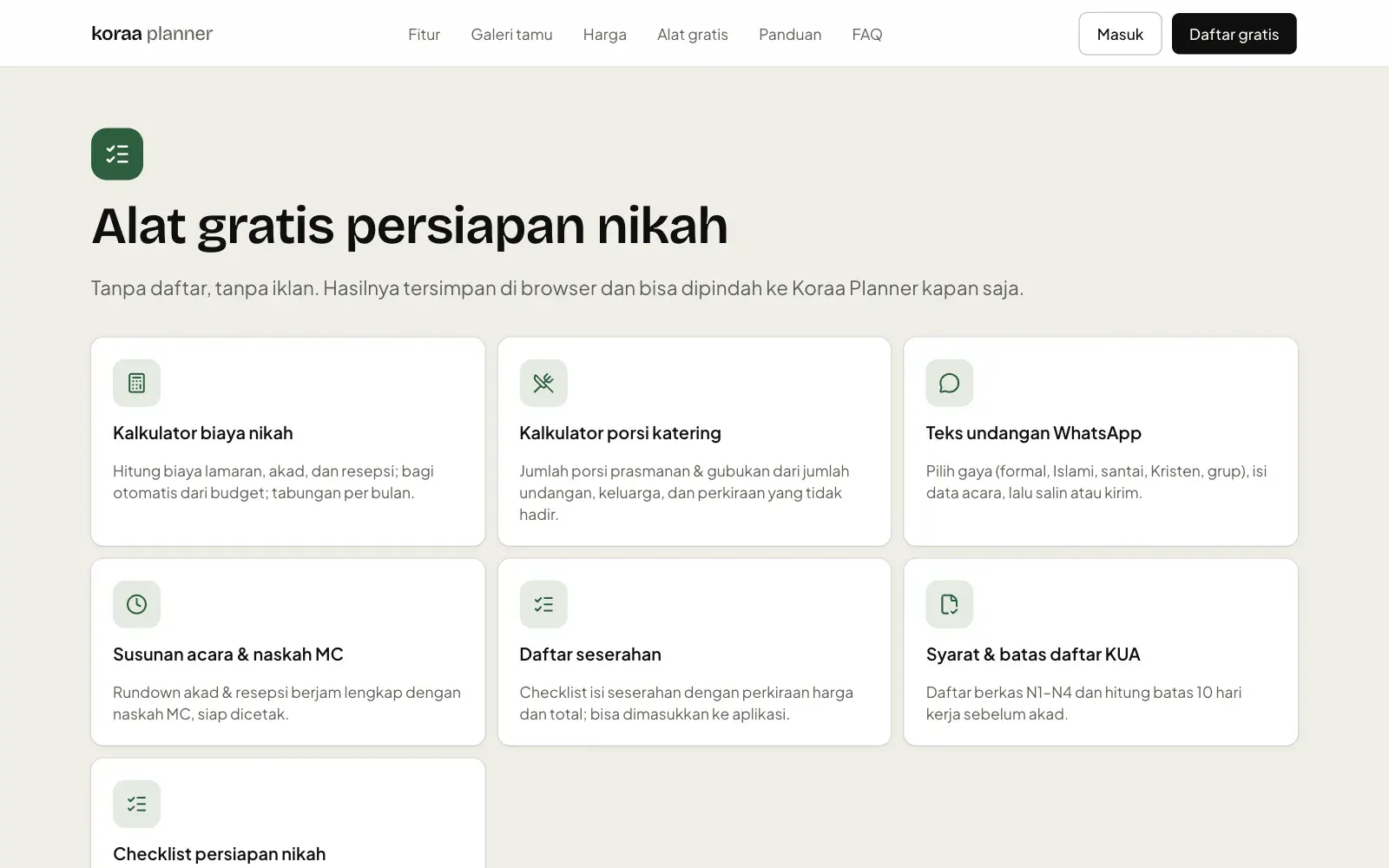Daftar alat gratis