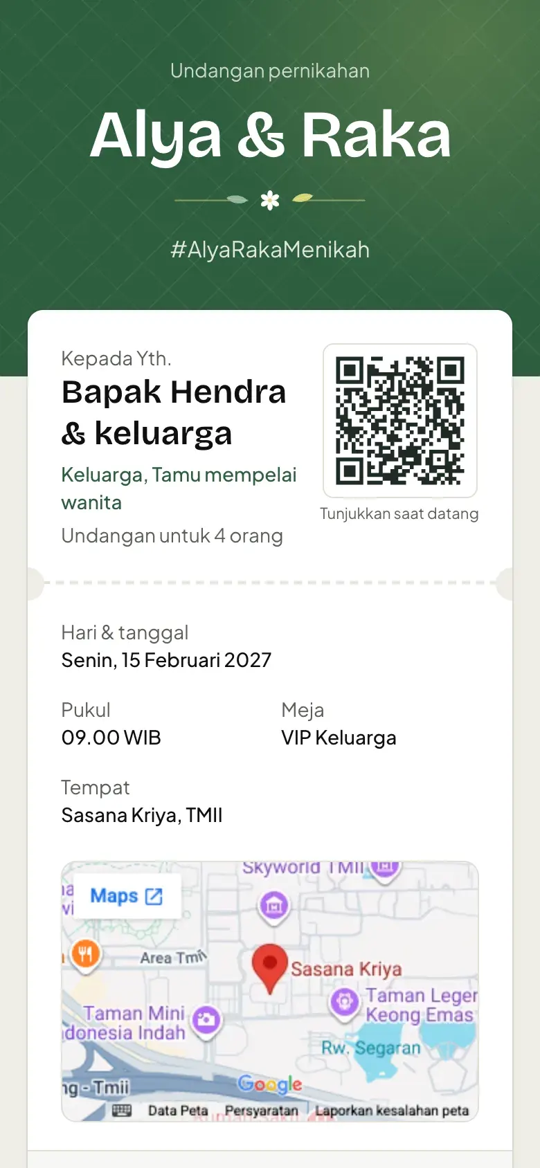 Kartu undangan pribadi