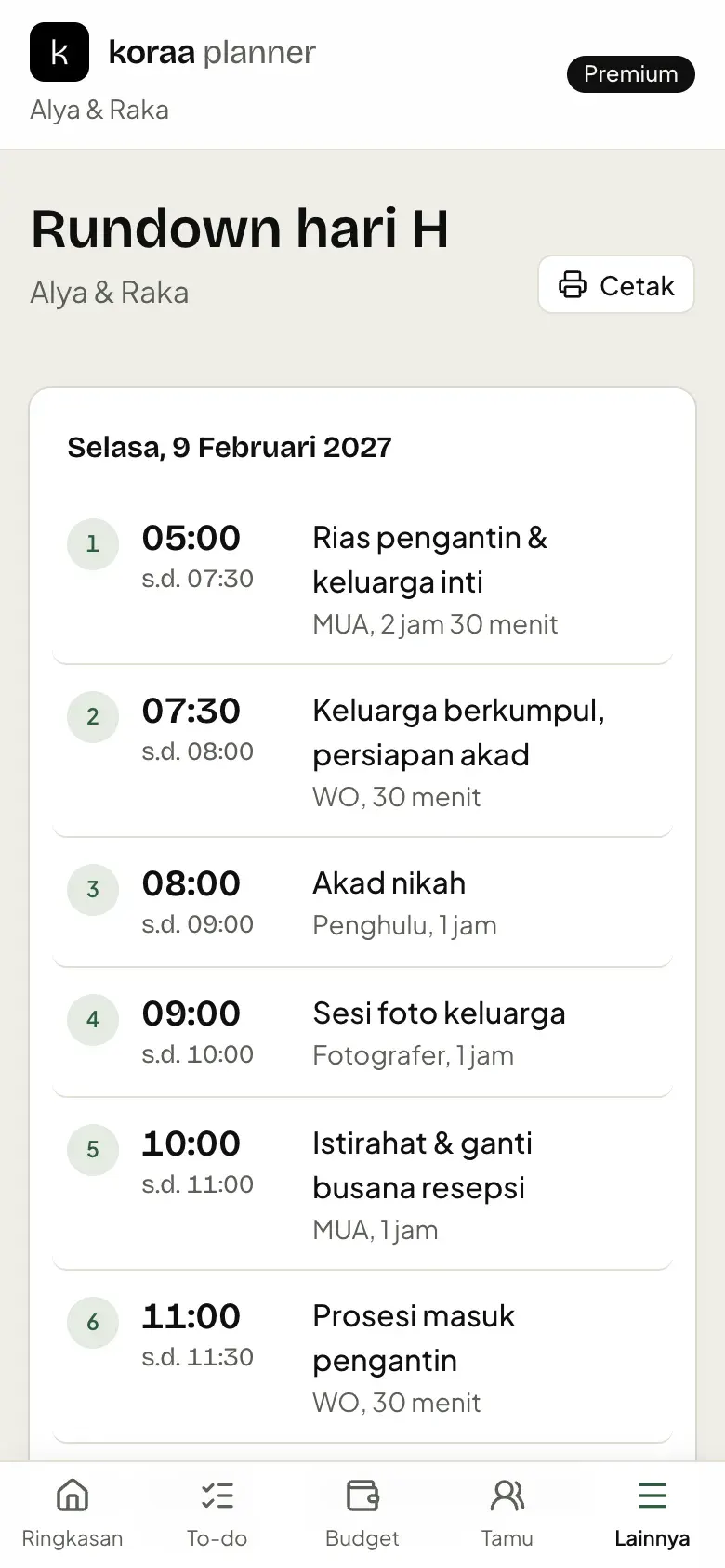 Rundown hari H