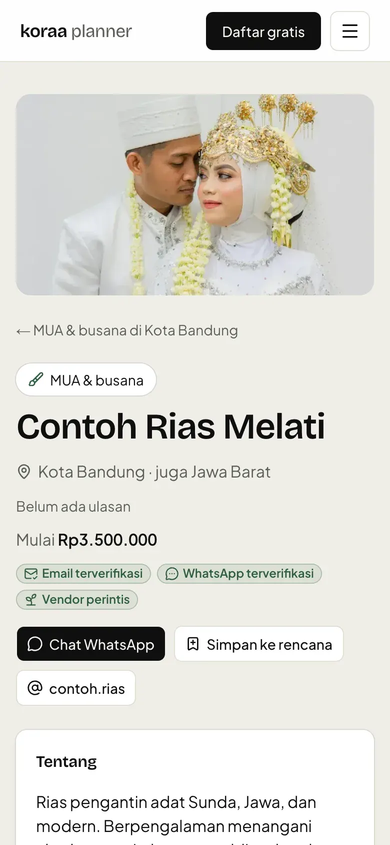 Profil publik vendor